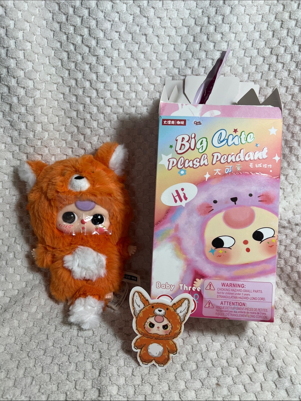 Baby Three Big Cute Plush Pendant - Orange Fox Plush